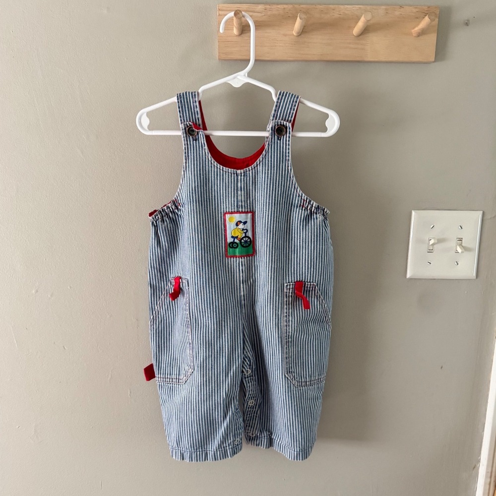 12/18m‎ vintage blue&white pinstripe overalls